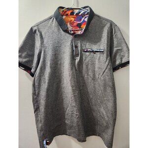 Au Noir Men Polo Size 3/M Grey Pre-Owned